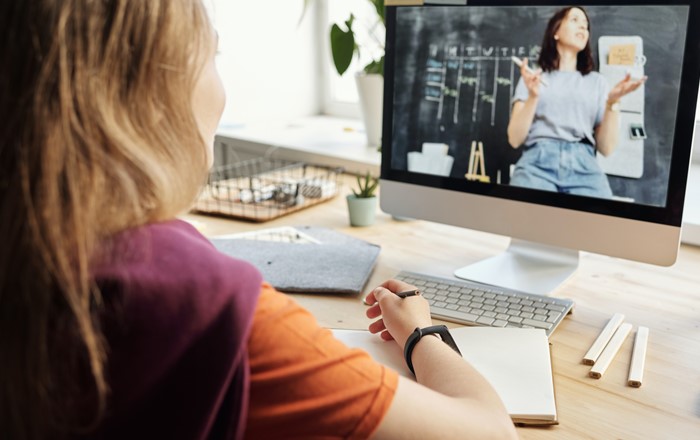 Student using computer for online learning