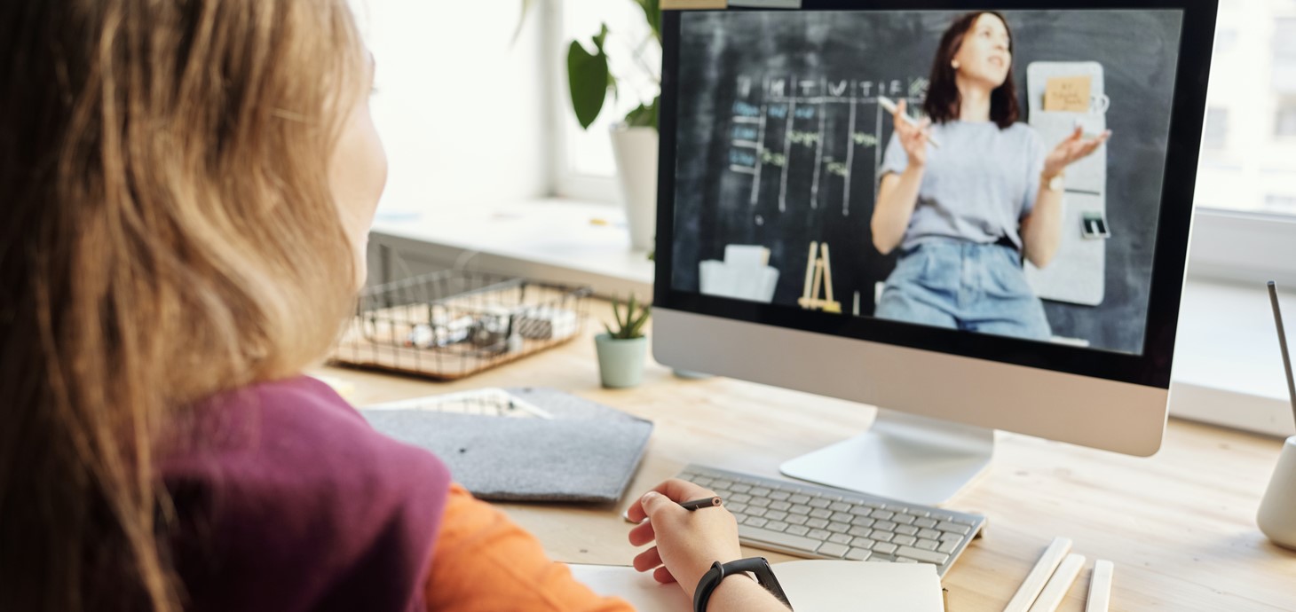 Student using computer for online learning