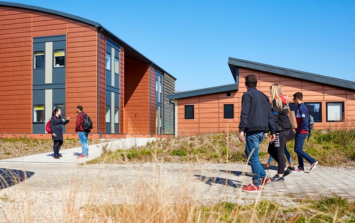 Picture shows students at the active classroom and office.