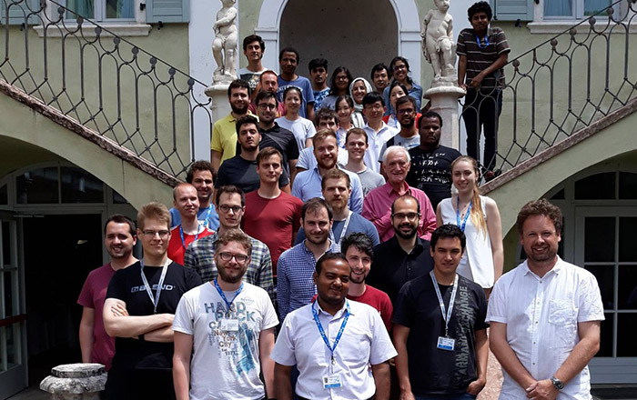 Pictured in 2018 - Professor Gert Aarts (front right) and students during the Doctoral Training Programme he co-organised at ECT*.