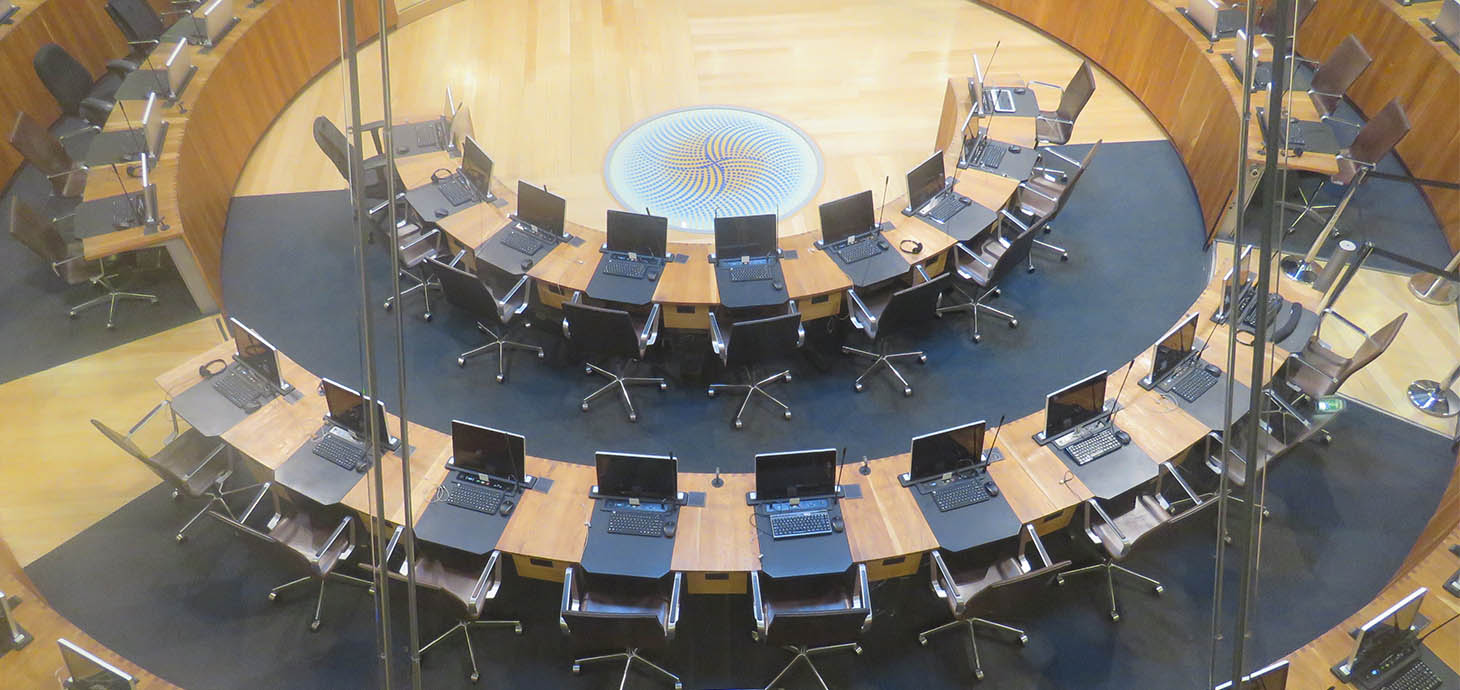 The debating chamber in the Senedd