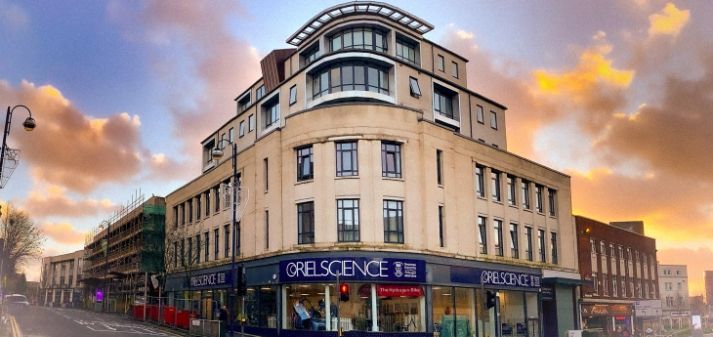 A photo of Oriel Science’s new exhibition venue, which shows what it looks like from the outside.