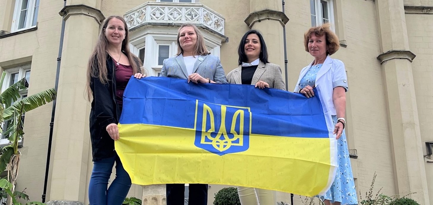 Visiting PMBSNU group at Swansea University: L-R Dr Marharyta Lymar, Dr Olga Yaremchuk, Dr Alina Iovcheva, DSc Olena Mitryasova