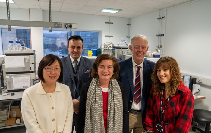 Dr Mohsen Ali Asgari, Prof William Griffiths, front row Prof Yuqin Wang, Minister, Dr Manuela Pacciarini.