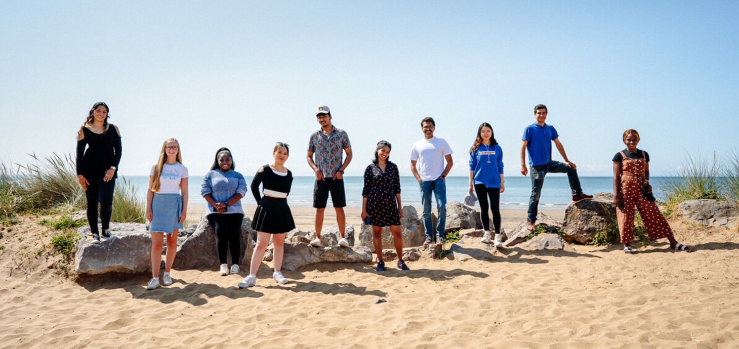 Students at the beach 