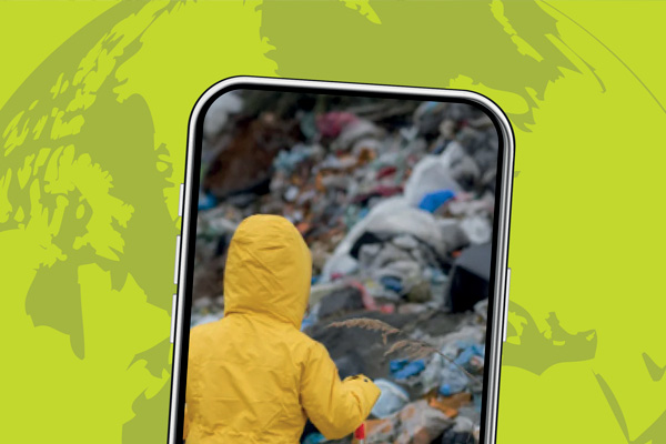 Girl in plastic dump