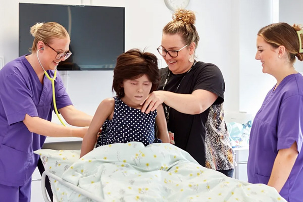 Children’s nursing students Rosie Read (left) and Cerys Evans with senior lecturer in child nursing Virginia Beckerman