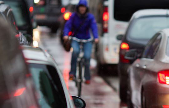 traffic and cyclist 