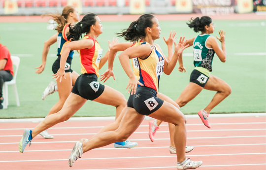 Elite women athletes running