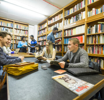 students in a library