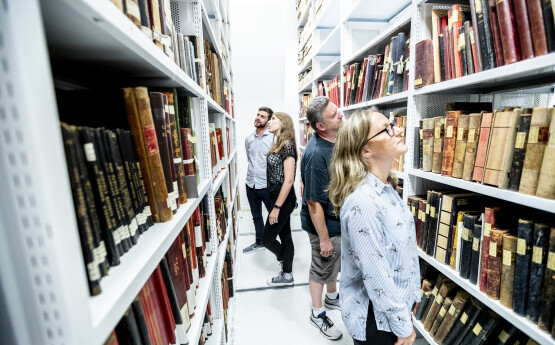 Students in a library