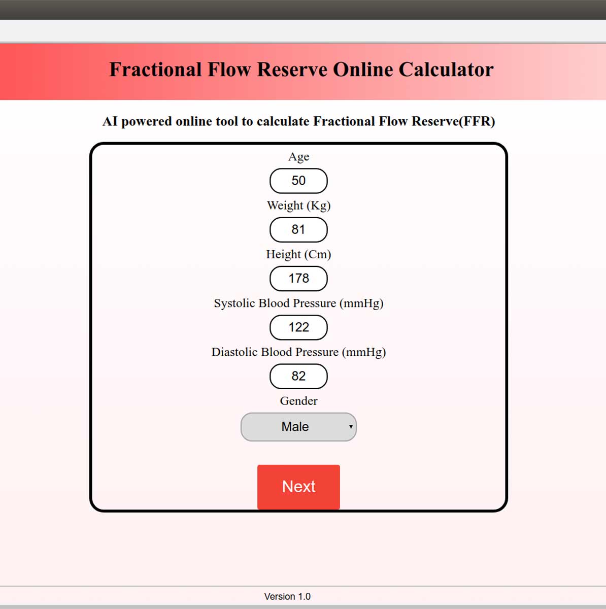 Screenshot of new heart disease diagnosis software