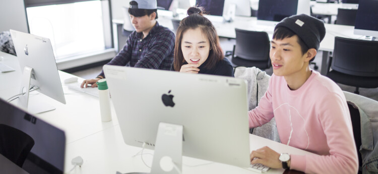 Students using Apple Computer 