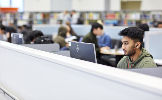 Male student in the library