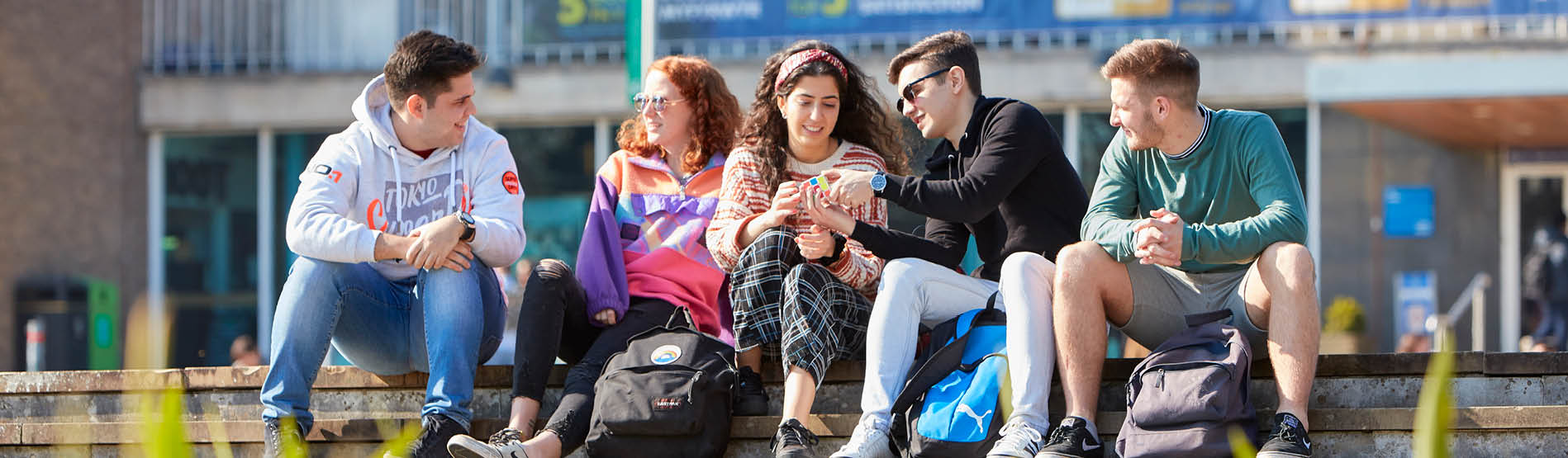 a group of students laughing