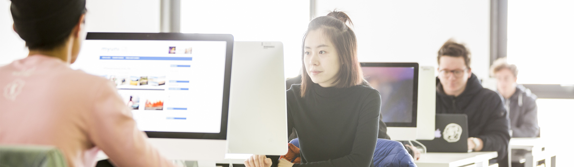 Students using computers in a computer lab