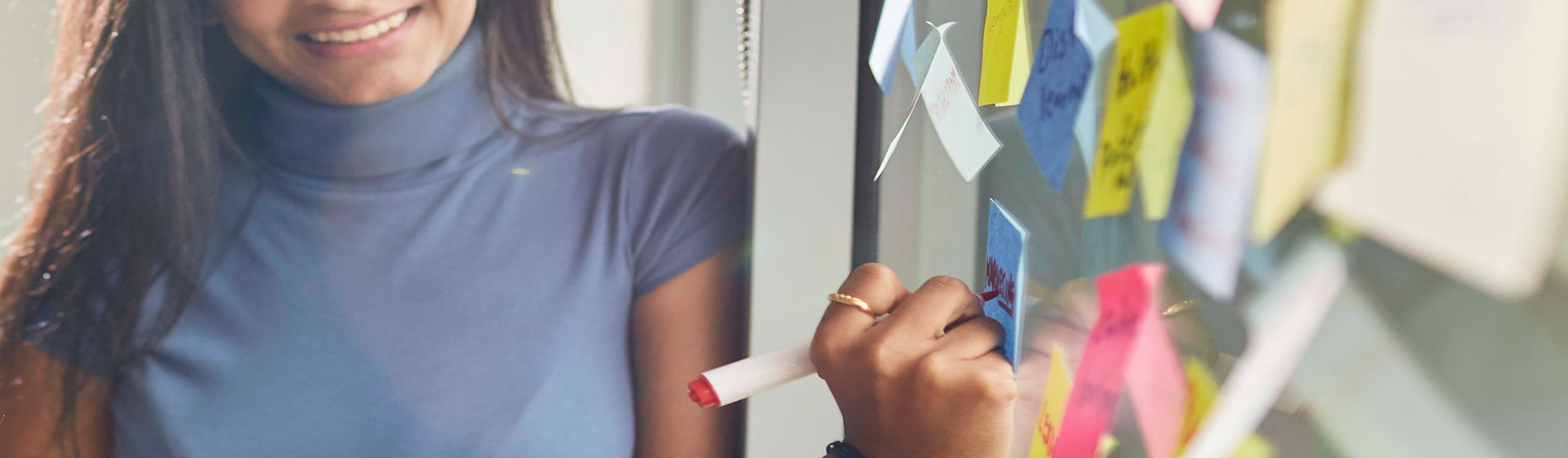 sticky notes on a board