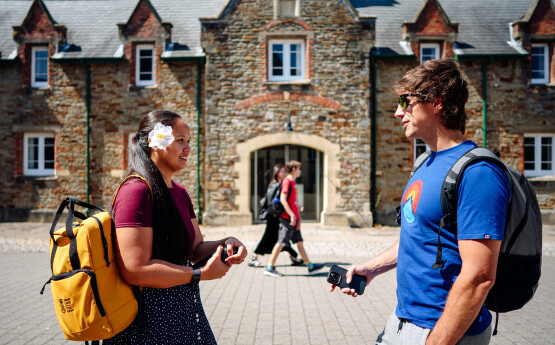 Two students outside Singleton Abbey