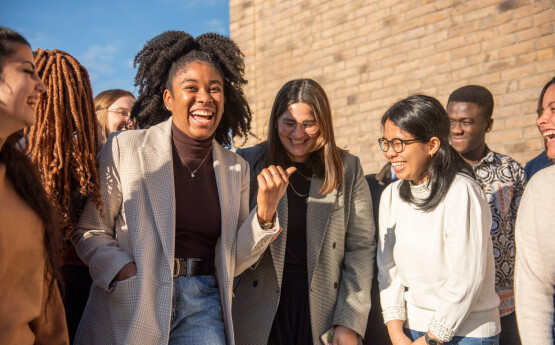 group of students laughing