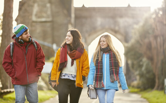 Students walking in the park