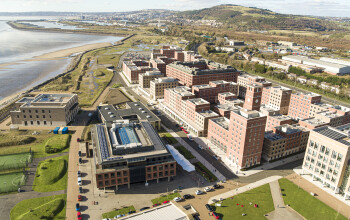 Aerial view of the Bay Library