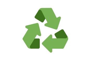 Green recycling symbol on a white background