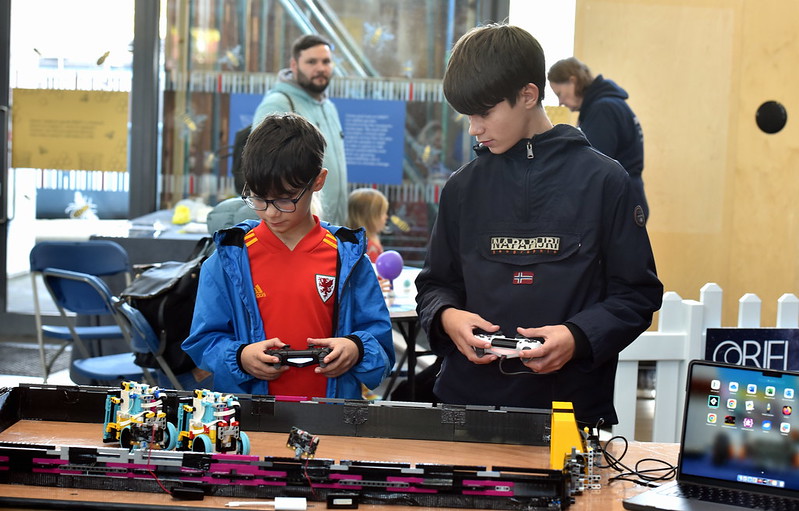 two boys with remote control