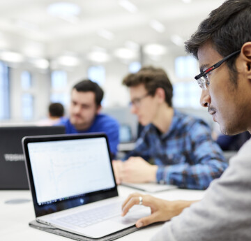 Student in the library