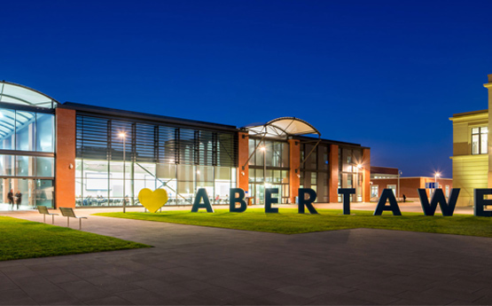 bay campus by night