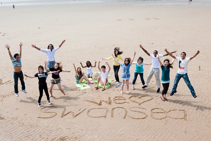 Students on the beach