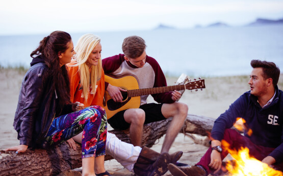 Students on the beach