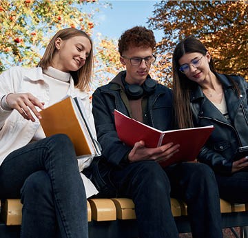 Students chatting outside 