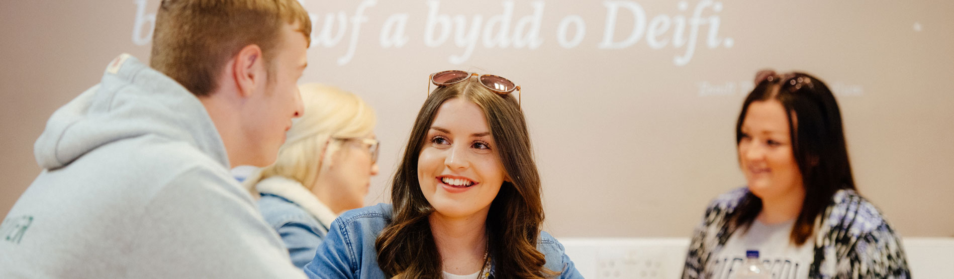 Student chatting in the café