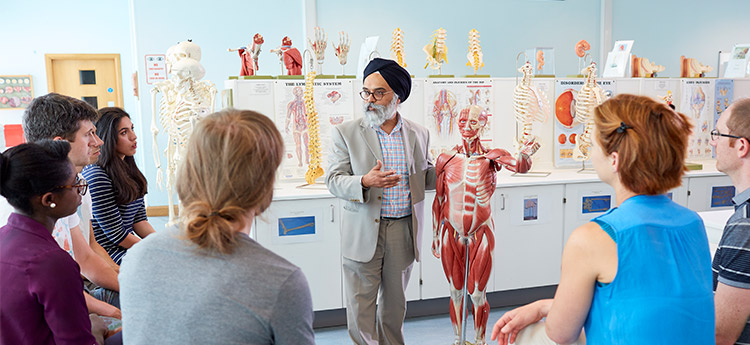 Students being taught anatomy. 