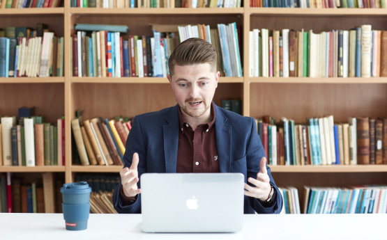 Academic delivering a lecture online